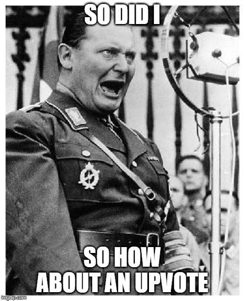 Hermann Goering | SO DID I SO HOW ABOUT AN UPVOTE | image tagged in hermann goering | made w/ Imgflip meme maker