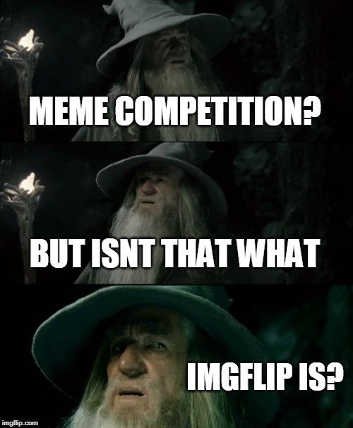 Confused Gandalf Meme | MEME COMPETITION? BUT ISNT THAT WHAT IMGFLIP IS? | image tagged in memes,confused gandalf | made w/ Imgflip meme maker