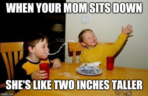Yo Mamas So Fat Meme | WHEN YOUR MOM SITS DOWN; SHE'S LIKE TWO INCHES TALLER | image tagged in memes,yo mamas so fat | made w/ Imgflip meme maker