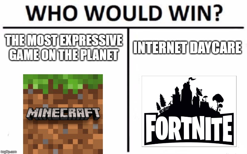 Who Would Win? Meme | THE MOST EXPRESSIVE GAME ON THE PLANET; INTERNET DAYCARE | image tagged in memes,who would win | made w/ Imgflip meme maker