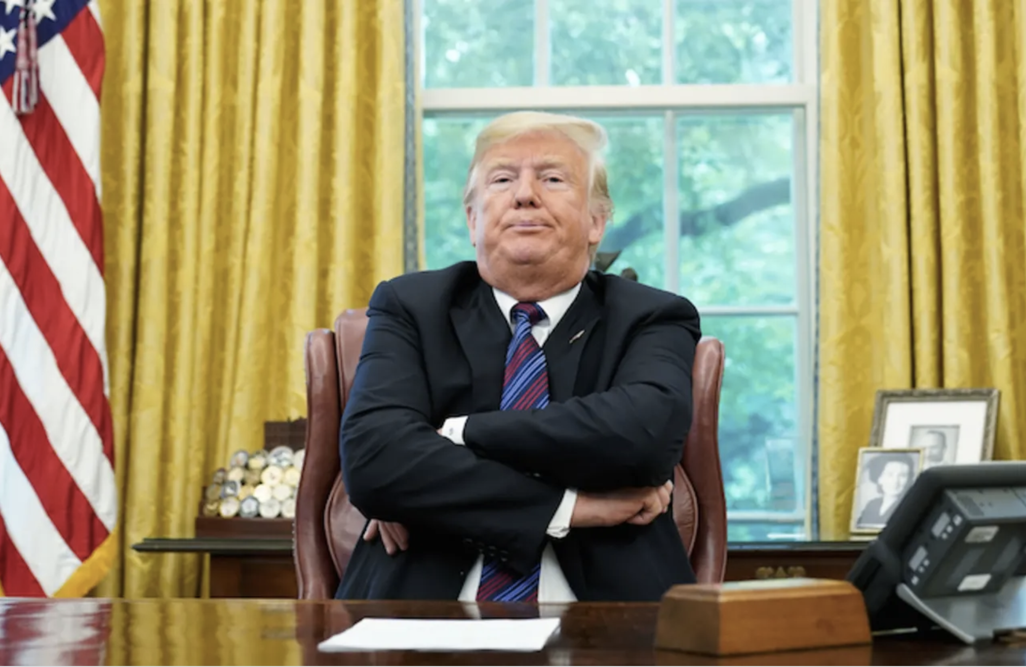 Trump crossed arms Blank Meme Template