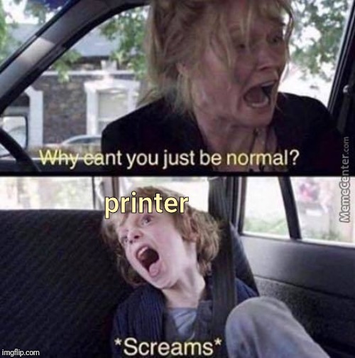 Why Can't You Just Be Normal | printer | image tagged in why can't you just be normal | made w/ Imgflip meme maker