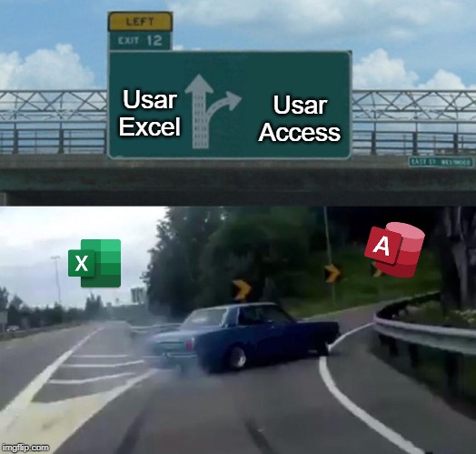 Left Exit 12 Off Ramp | Usar Access; Usar Excel | image tagged in memes,left exit 12 off ramp | made w/ Imgflip meme maker
