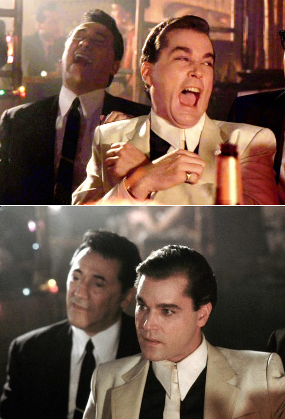 Caption this Meme. aka: Goodfellas, laugh, Ray Liotta, before and after. 