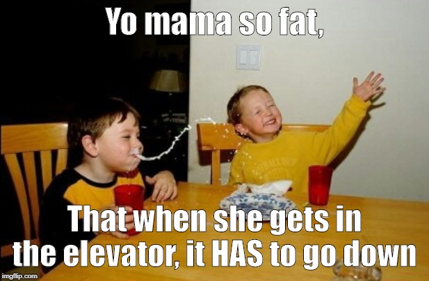 Yo Mamas So Fat Meme | Yo mama so fat, That when she gets in the elevator, it HAS to go down | image tagged in memes,yo mamas so fat | made w/ Imgflip meme maker
