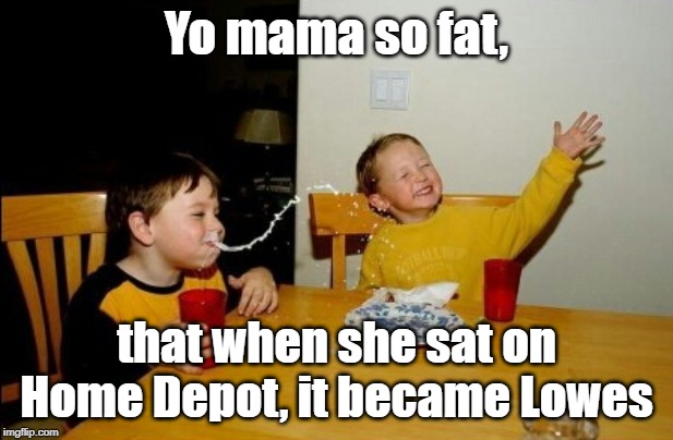 Yo Mamas So Fat | Yo mama so fat, that when she sat on Home Depot, it became Lowes | image tagged in memes,yo mamas so fat | made w/ Imgflip meme maker