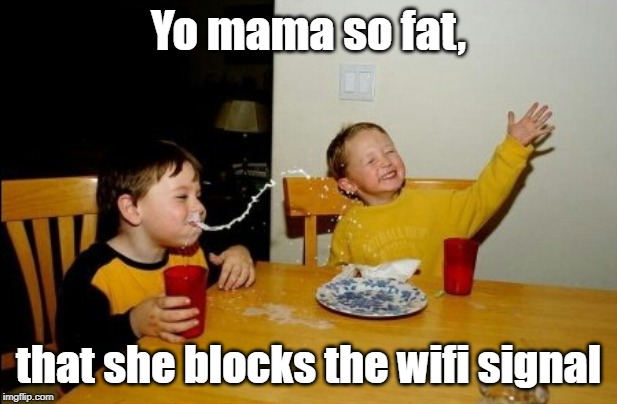 Yo Mamas So Fat | Yo mama so fat, that she blocks the wifi signal | image tagged in memes,yo mamas so fat | made w/ Imgflip meme maker