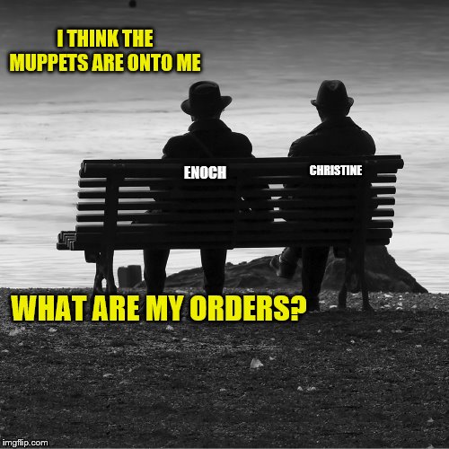 I THINK THE MUPPETS ARE ONTO ME WHAT ARE MY ORDERS? CHRISTINE ENOCH | made w/ Imgflip meme maker