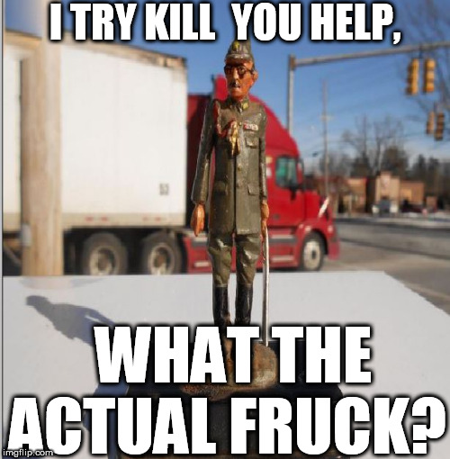 I TRY KILL  YOU HELP, WHAT THE ACTUAL FRUCK? | made w/ Imgflip meme maker