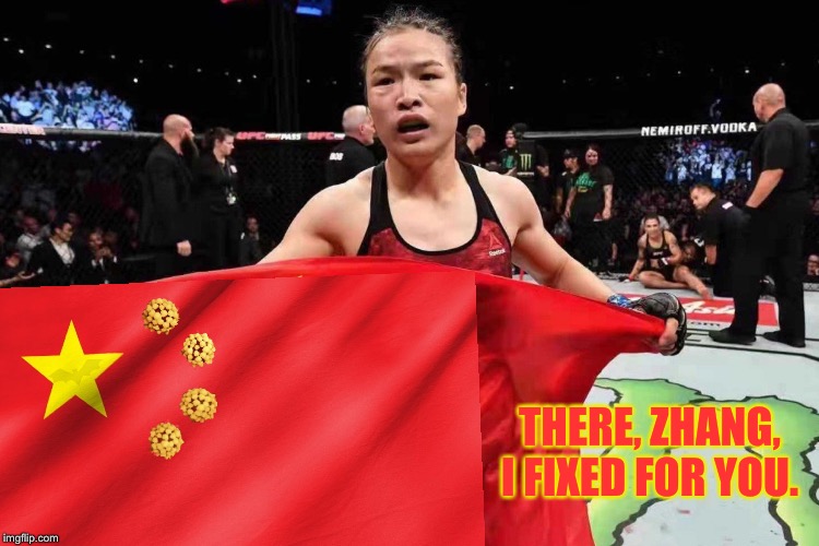 There, Zhang, I fixed it for you | THERE, ZHANG, I FIXED FOR YOU. | image tagged in memes,ufc,china,coronavirus,there i fixed it,flag | made w/ Imgflip meme maker