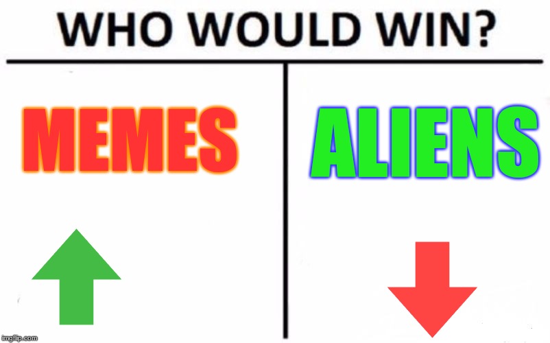 Who Would Win? Meme | MEMES; ALIENS | image tagged in memes,who would win | made w/ Imgflip meme maker