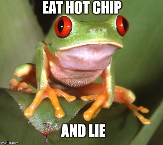 EAT HOT CHIP; AND LIE | image tagged in hot chip | made w/ Imgflip meme maker