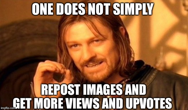 One Does Not Simply Meme | ONE DOES NOT SIMPLY; REPOST IMAGES AND GET MORE VIEWS AND UPVOTES | image tagged in memes,one does not simply | made w/ Imgflip meme maker