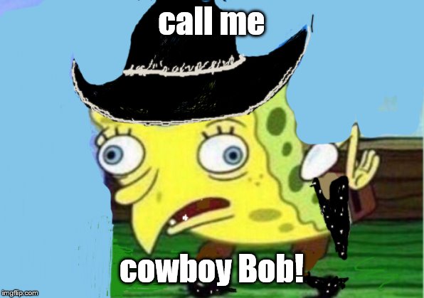 Mocking Spongebob |  call me; cowboy Bob! | image tagged in memes,mocking spongebob | made w/ Imgflip meme maker