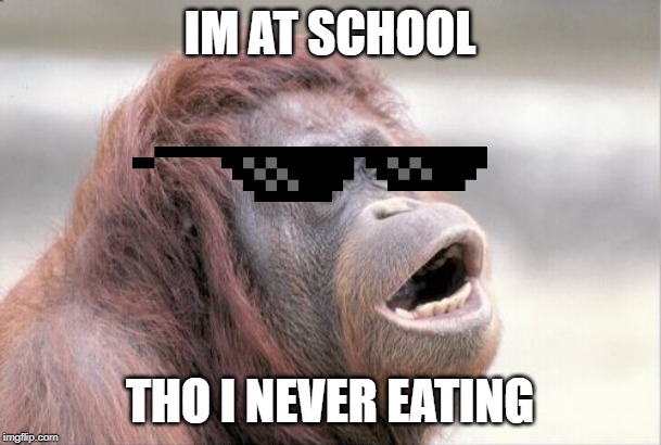 IM AT SCHOOL THO I NEVER EATING | image tagged in memes,monkey ooh | made w/ Imgflip meme maker