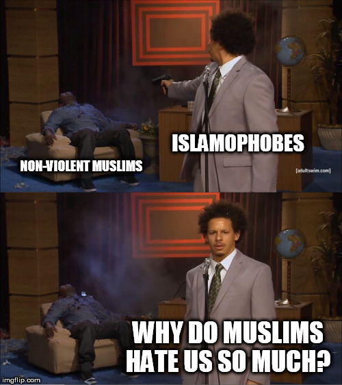 Not all Muslims are terrorists | ISLAMOPHOBES; NON-VIOLENT MUSLIMS; WHY DO MUSLIMS HATE US SO MUCH? | image tagged in memes,who killed hannibal,muslims,islam,islamophobe,islamophobes | made w/ Imgflip meme maker