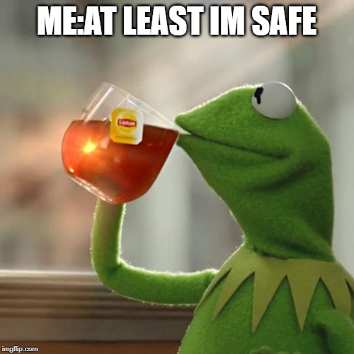 ME:AT LEAST IM SAFE | image tagged in memes,but thats none of my business,kermit the frog | made w/ Imgflip meme maker
