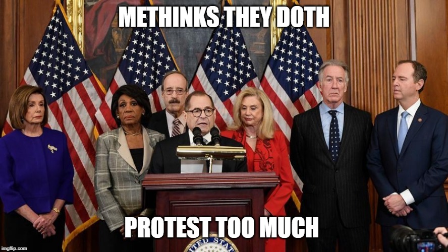House Democrats | METHINKS THEY DOTH; PROTEST TOO MUCH | image tagged in house democrats | made w/ Imgflip meme maker