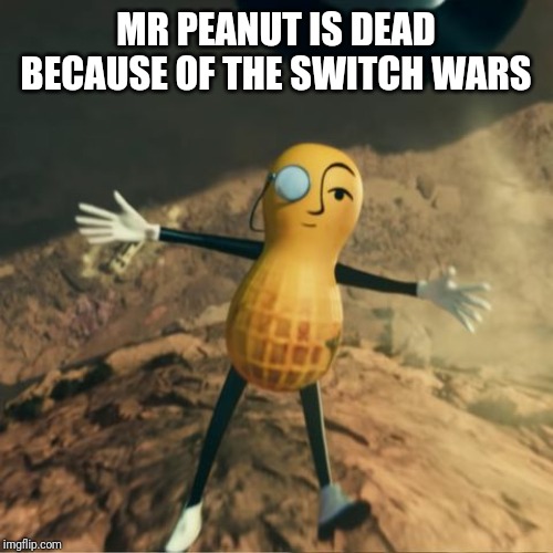 Mr Peanut's death | MR PEANUT IS DEAD BECAUSE OF THE SWITCH WARS | image tagged in mr peanut's death | made w/ Imgflip meme maker