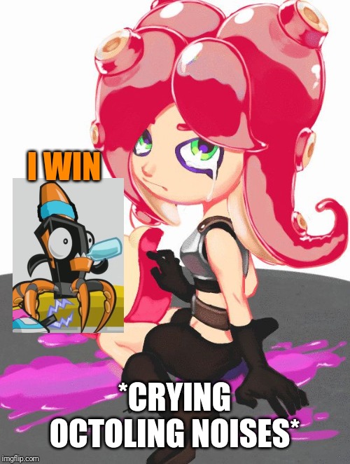 Crying Octoling | I WIN *CRYING OCTOLING NOISES* | image tagged in crying octoling | made w/ Imgflip meme maker