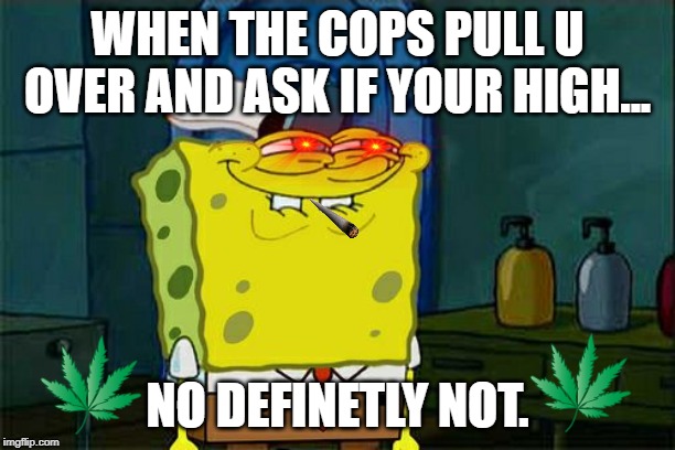 Don't You Squidward | WHEN THE COPS PULL U OVER AND ASK IF YOUR HIGH... NO DEFINETLY NOT. | image tagged in memes,dont you squidward | made w/ Imgflip meme maker