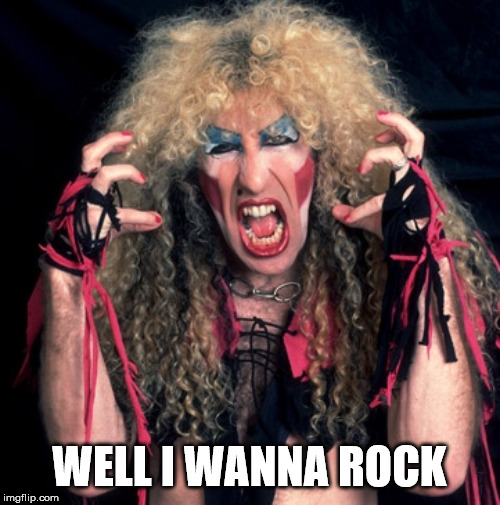 twisted sister | WELL I WANNA ROCK | image tagged in twisted sister | made w/ Imgflip meme maker
