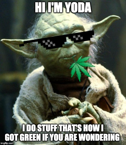 Star Wars Yoda Meme | HI I'M YODA; I DO STUFF THAT'S HOW I GOT GREEN IF YOU ARE WONDERING | image tagged in memes,star wars yoda | made w/ Imgflip meme maker