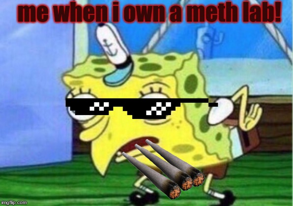 when you find a drug dealer. | me when i own a meth lab! | image tagged in memes,mocking spongebob | made w/ Imgflip meme maker
