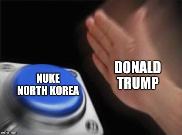 Blank Nut Button | DONALD TRUMP; NUKE NORTH KOREA | image tagged in memes,blank nut button | made w/ Imgflip meme maker
