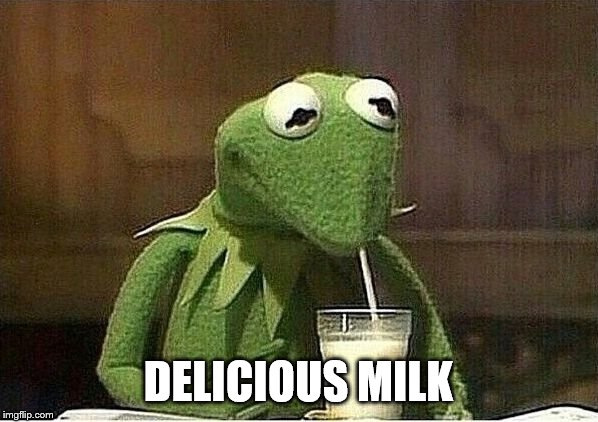 kermit drinking milkshake | DELICIOUS MILK | image tagged in kermit drinking milkshake | made w/ Imgflip meme maker