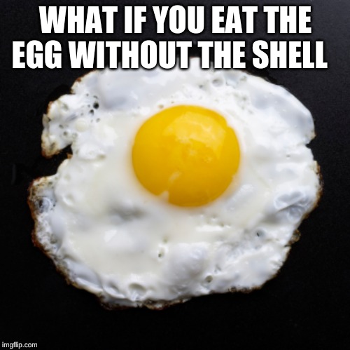 Eggs | WHAT IF YOU EAT THE EGG WITHOUT THE SHELL | image tagged in eggs | made w/ Imgflip meme maker