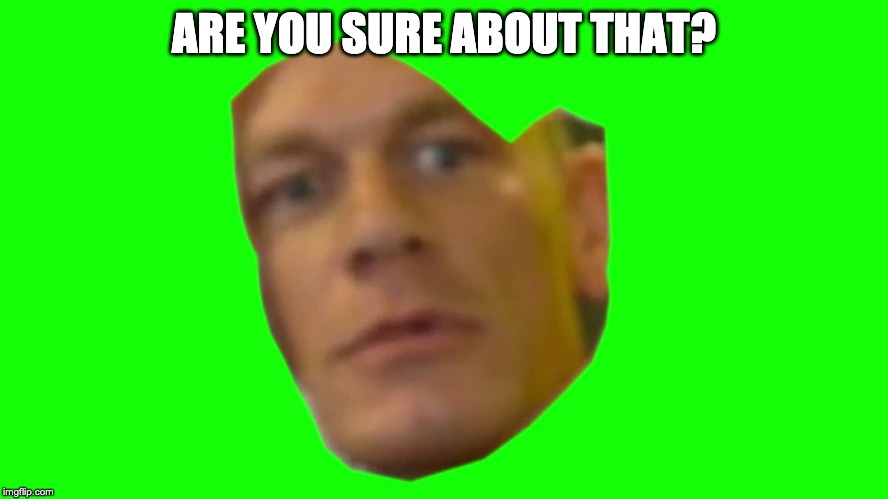 Jon Cena Are You Sure About That | ARE YOU SURE ABOUT THAT? | image tagged in jon cena are you sure about that | made w/ Imgflip meme maker