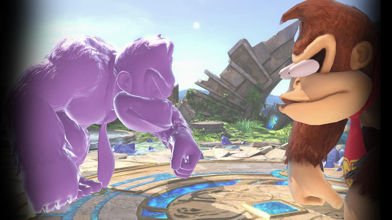Donkey Kong sees himself and freaks out Blank Meme Template