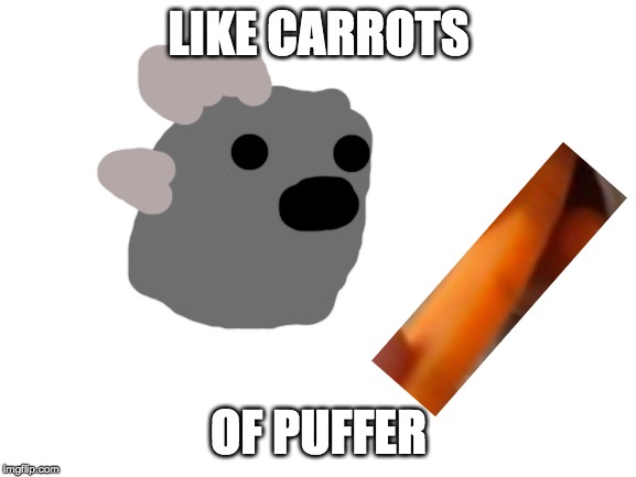 Blank White Template | LIKE CARROTS; OF PUFFER | image tagged in blank white template | made w/ Imgflip meme maker