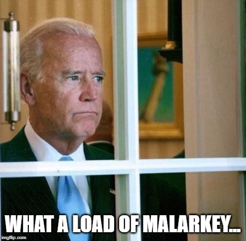 Sad Joe Biden | WHAT A LOAD OF MALARKEY... | image tagged in sad joe biden | made w/ Imgflip meme maker