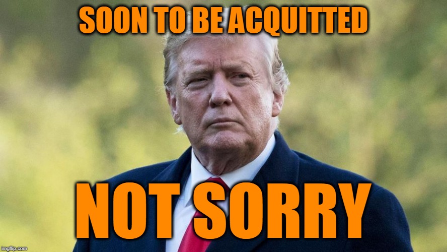 And That's the Way It Is | SOON TO BE ACQUITTED; NOT SORRY | image tagged in president trump,senate impeachment trial | made w/ Imgflip meme maker