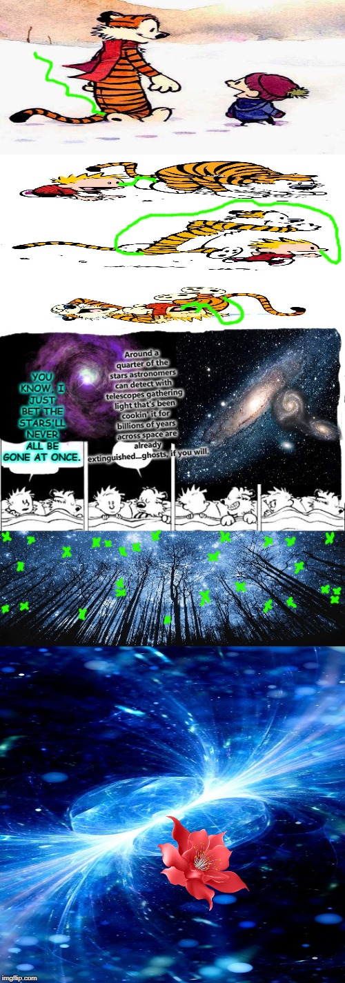 calvin and hobbes and galaxies and stars n cosmosy stuff | image tagged in calvin and hobbes and galaxies and stars n cosmosy stuff | made w/ Imgflip meme maker