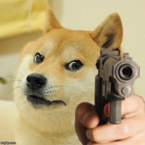 Doge holding a gun | image tagged in doge holding a gun | made w/ Imgflip meme maker