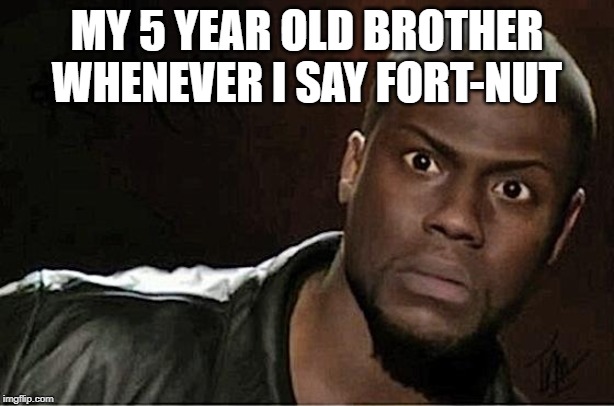 Kevin Hart Meme | MY 5 YEAR OLD BROTHER WHENEVER I SAY FORT-NUT | image tagged in memes,kevin hart | made w/ Imgflip meme maker