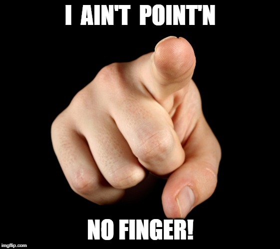 Finger pointing | I  AIN'T  POINT'N; NO FINGER! | image tagged in finger pointing | made w/ Imgflip meme maker