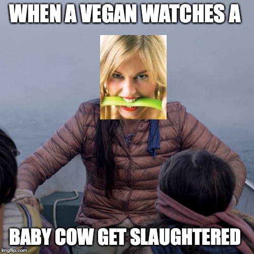 Bird Box | WHEN A VEGAN WATCHES A; BABY COW GET SLAUGHTERED | image tagged in memes,bird box | made w/ Imgflip meme maker