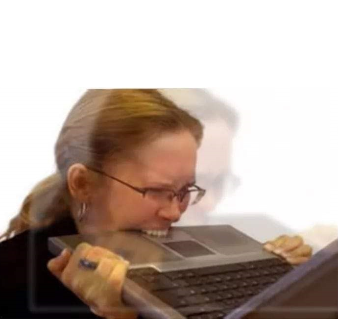 High Quality Woman biting laptop Blank Meme Template