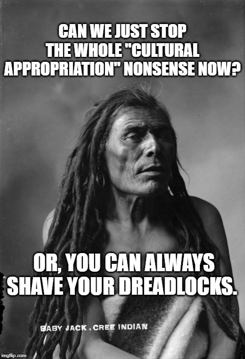 Cultural calamity | CAN WE JUST STOP THE WHOLE "CULTURAL APPROPRIATION" NONSENSE NOW? OR, YOU CAN ALWAYS SHAVE YOUR DREADLOCKS. | image tagged in historical hair | made w/ Imgflip meme maker