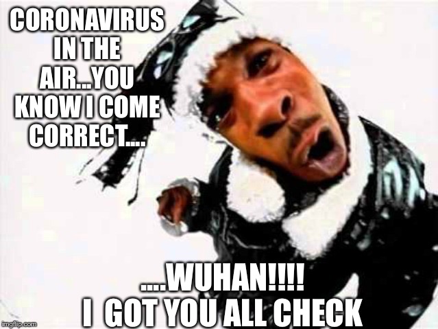 Coronavirus got you all in check | CORONAVIRUS IN THE AIR...YOU KNOW I COME CORRECT.... ....WUHAN!!!! I  GOT YOU ALL CHECK | image tagged in busta rhymes woo hah | made w/ Imgflip meme maker