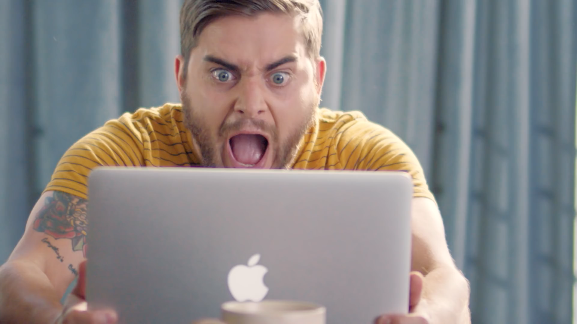 Man Screaming At Laptop Blank Meme Template