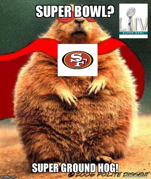 Supersquared Super Bowl and Ground Hog day | image tagged in sanfran,superbowl,groundhogday | made w/ Imgflip meme maker