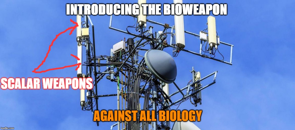 Cell tower | INTRODUCING THE BIOWEAPON; SCALAR WEAPONS; AGAINST ALL BIOLOGY | image tagged in cell tower | made w/ Imgflip meme maker