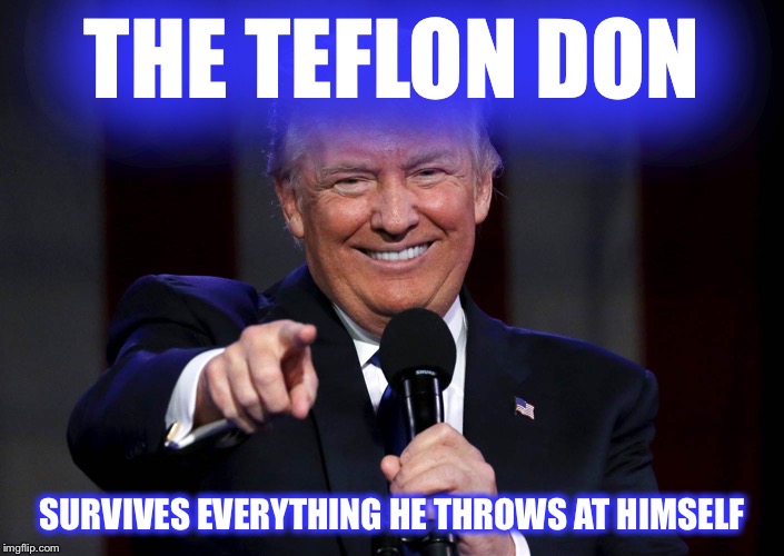 Failing upwards since 1969! | THE TEFLON DON; SURVIVES EVERYTHING HE THROWS AT HIMSELF | image tagged in trump laughing at haters,trump impeachment,trump is an asshole,trump is a moron,success,task failed successfully | made w/ Imgflip meme maker