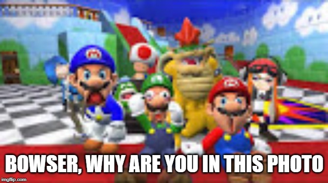 WHAT | BOWSER, WHY ARE YOU IN THIS PHOTO | image tagged in what | made w/ Imgflip meme maker