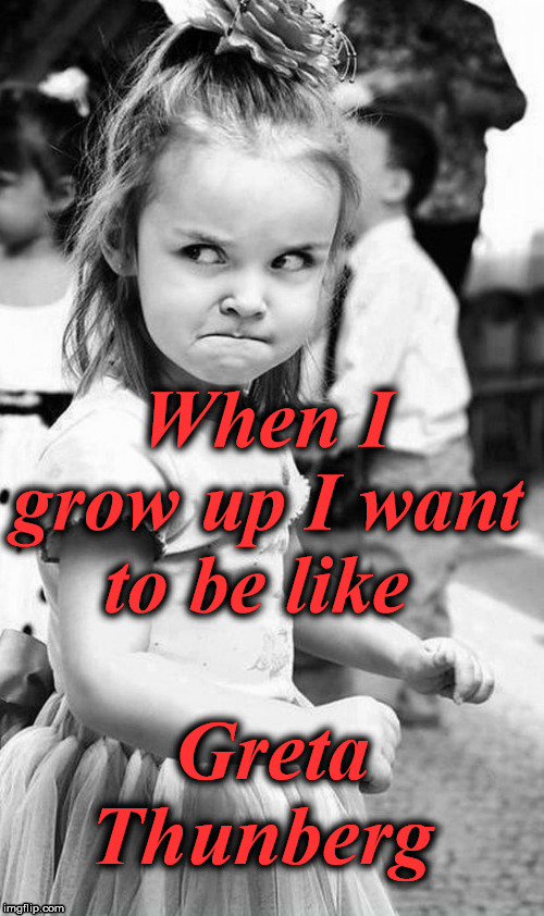 global warming | When I grow up I want to be like; Greta Thunberg | image tagged in cute angry girl | made w/ Imgflip meme maker